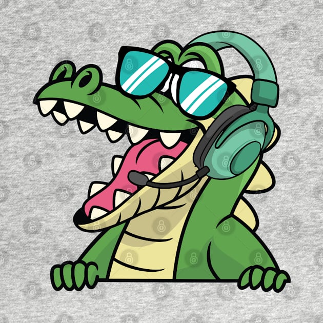 Alligator With Headphones by AngelBeez29